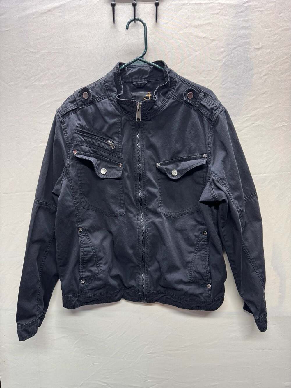 Helix Black Cotton Utility Moto Jacket Size XL